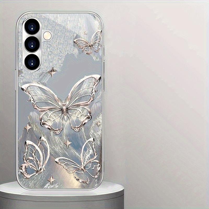 Kristallschmetterling Muster Glas Handyhülle geeignet für Samsung Galaxy S26 S25 S24 S23 S22 S20FE/Ultra/Plus Anti-Fall Rückabdeckung