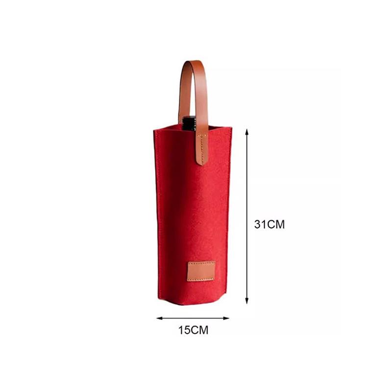 Luxury Hand-held Single Bottle Red Wine Gift Bag - Thick Non-woven Felt