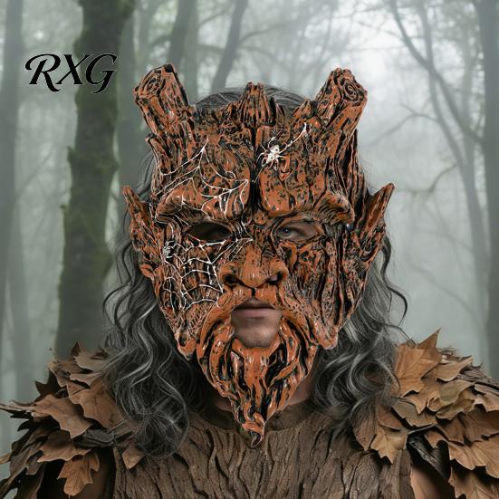 Creepy Spider Web Halloween Mask Mask, Horror Tree Demon Costume Prop, with Breathable Hollow Design, Lightweight Party Dark Style for Cosplay Fantasy