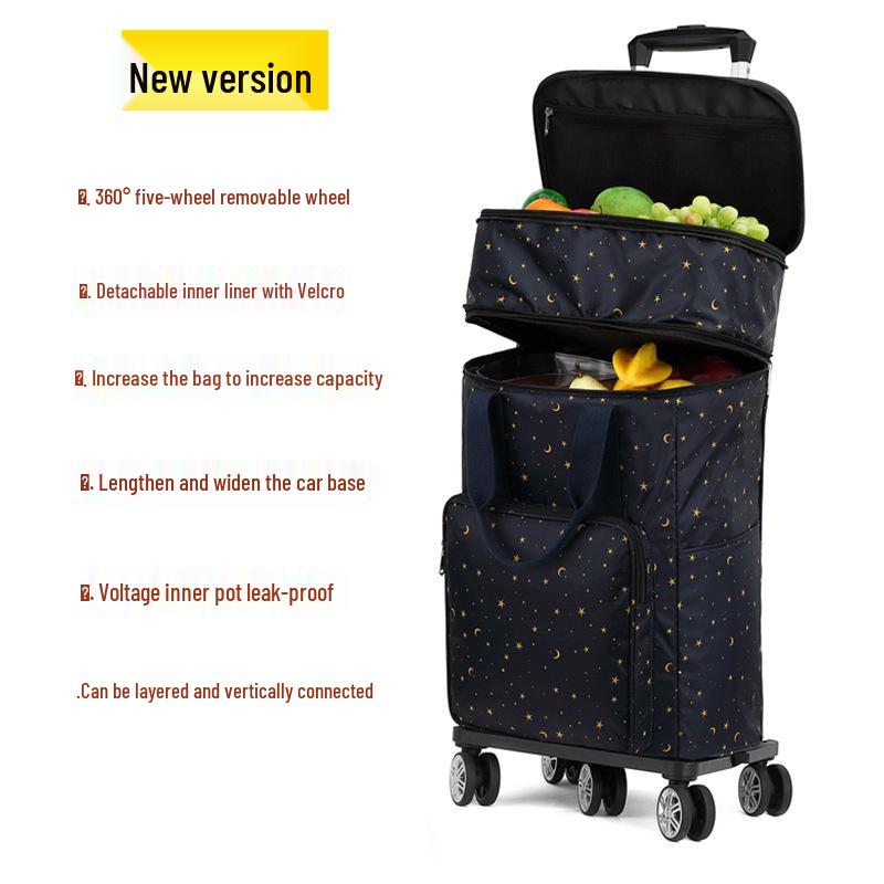 Carrello della spesa pieghevole leggero con manico telescopico e ruote universali per generi alimentari e campeggio