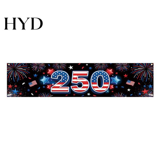Independence Day Banner 250th Anniversary 6.5x1.5ft 250 Years of Freedom American Patriotic Decoration 1776-2026 Waterproof USA Porch Sign for