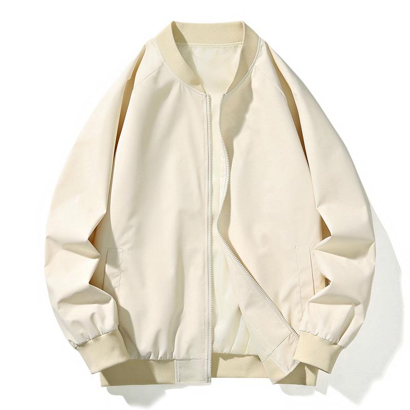 Men's Jacket, Spring and Autumn Casual Loose Baseball Uniform, American Versatile Jacket, Men's Solid Color Simple Men's Clothing