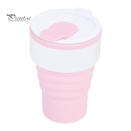 

Складная силиконовая дорожная кружка 12 унций, портативная складная кофейная кружка для кемпинга, пеших прогулок, поездок на работу, герметичная экологически чистая бутылка для воды с широким горлом розовый/белый