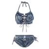 Spicy European & American Denim Bikini: Sexy Summer Two-Piece for Women with Tie-Up Detail