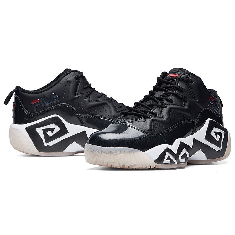 Fila MB1 PU Esportivos Confortáveis Absorção de Choque Resistente ao Desgaste Respiráveis Cano Baixo Retro Tênis de Basquete Feminino Preto F12W041201FII