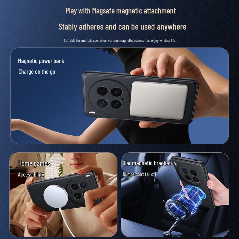 Vivox200/iQOO15/iQOO Z10 Leather Magnetic Drop-Proof Phone Case - Simple, Plain Design