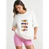 Oversized T Shirt Black Colorful Fish Print Casual Summer Wear