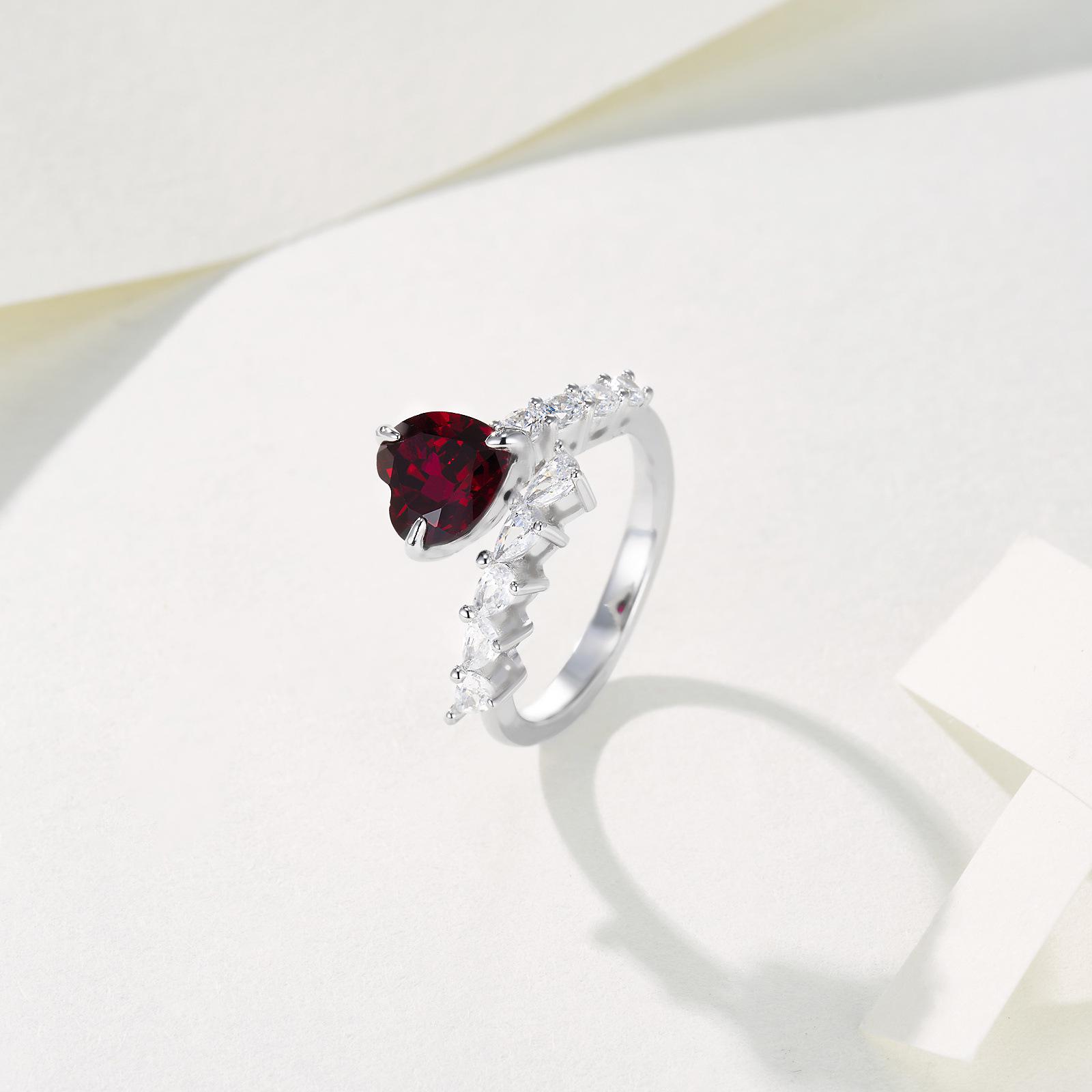 

Trendy Emerald, Ruby & Sapphire Heart Open Ring - Simple, Versatile Gift