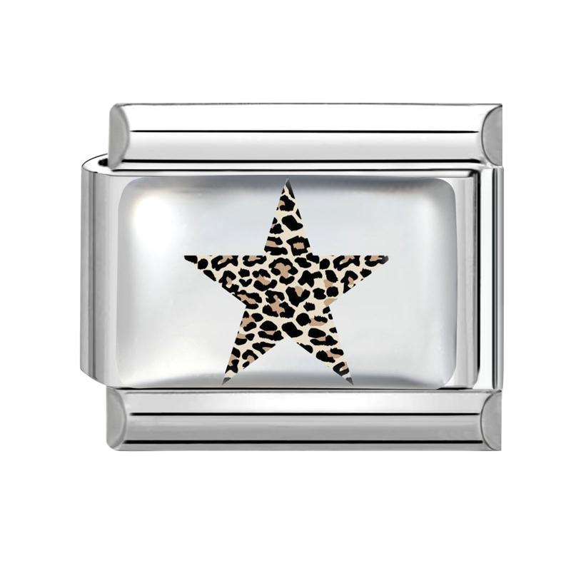 Y2K Colorful Charm Sun Leopard Heart Star Ball Fruit Flower Italian Charm Links Fit 9MM Stainless Steel Bracelet DIY Making Gift