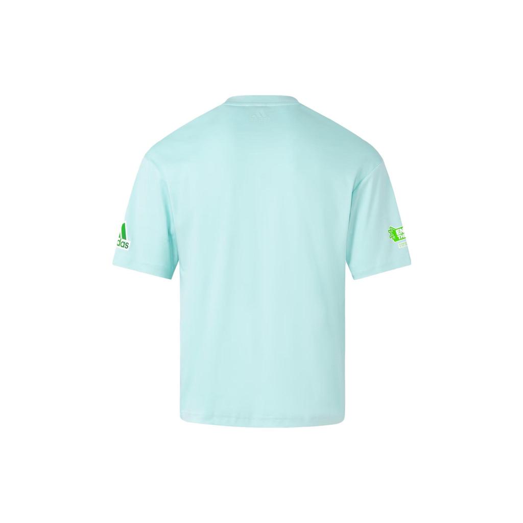 adidas Cartoon Print Casual Short Sleeve T-Shirt Unisex Tops Light-Aqua-Blue JE0951