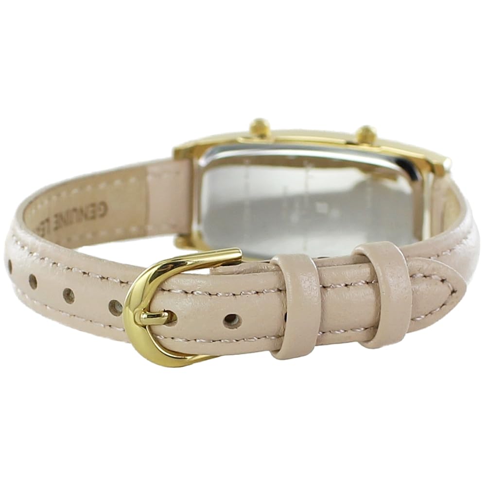 Watch with Leather Dual Time [Salvatore Marra] Women's Strap, Rectangular, Square, [] (no.1 Beige)