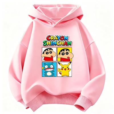 Crayon Shin-chan Barnhuvtröjor, Kläder för Pojkar och Flickor, Varma och Trendiga Barnhuvtröjor för Höst och Vinter