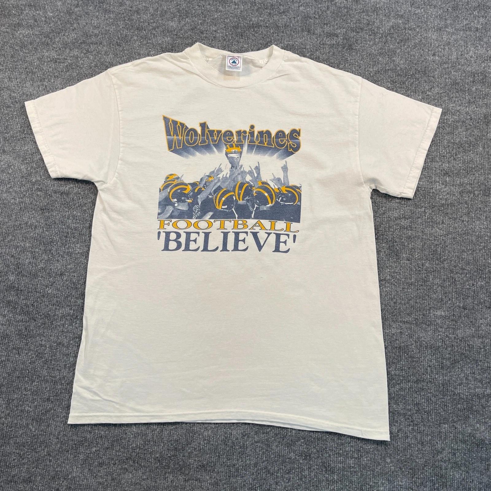 Vintage 90s Michigan Wolverines Football Shirt Large 21x28 White 4XL