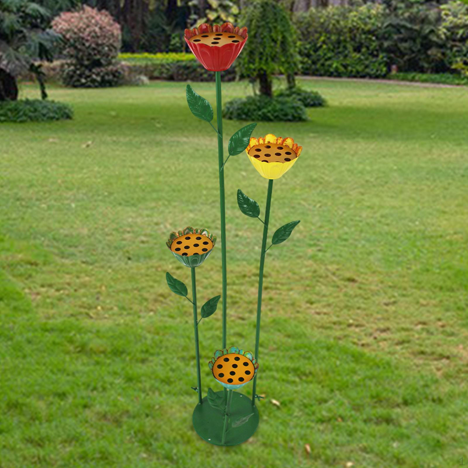 

Поилка для пчел Садовый колышек Скульптура Железо Подарки Многоцветное произведение искусства В форме цветка Ванночка