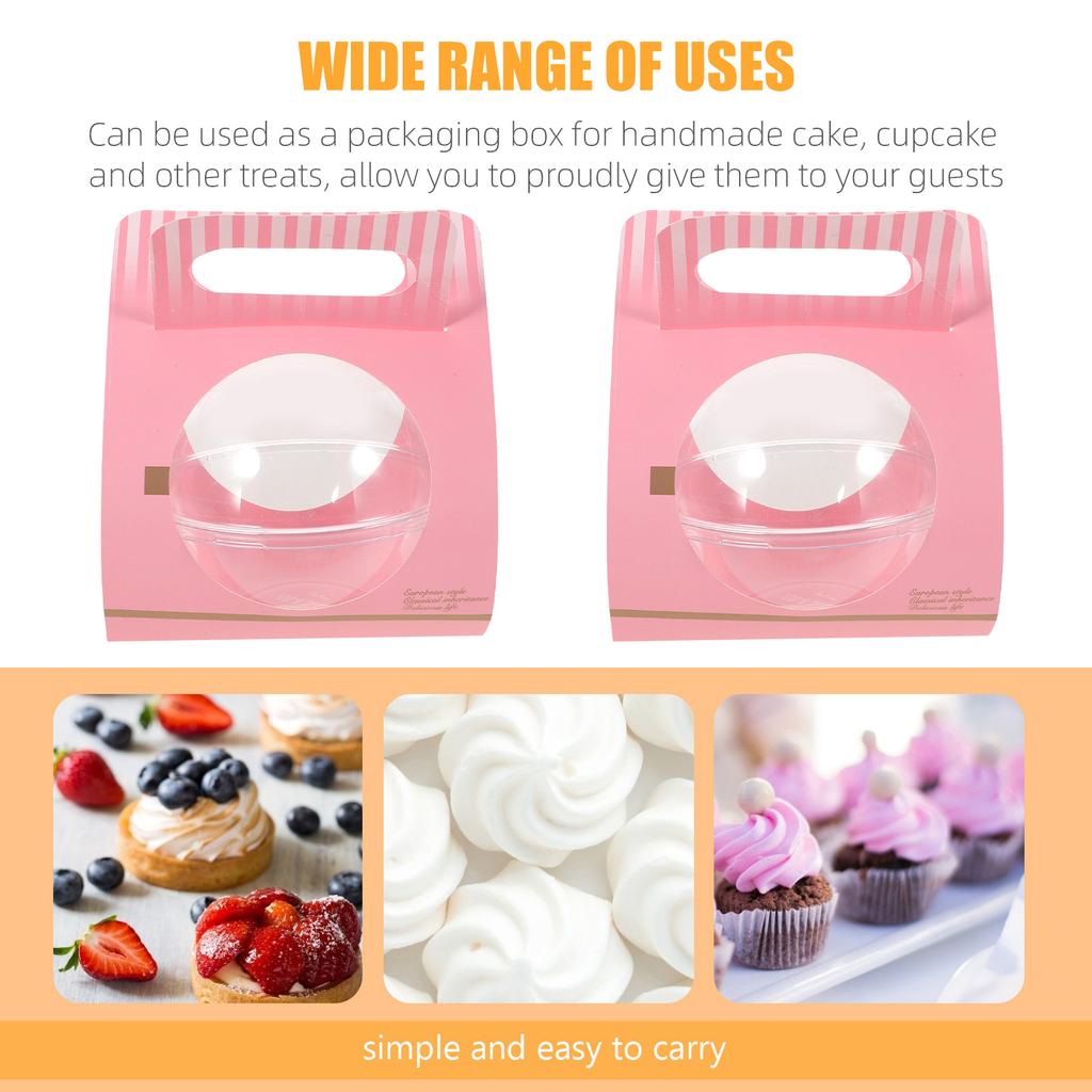 10Pcs Pink Shape Transparent Cake Container Lightweight Portable Mousse Box for Cake Cookie Bread Storage