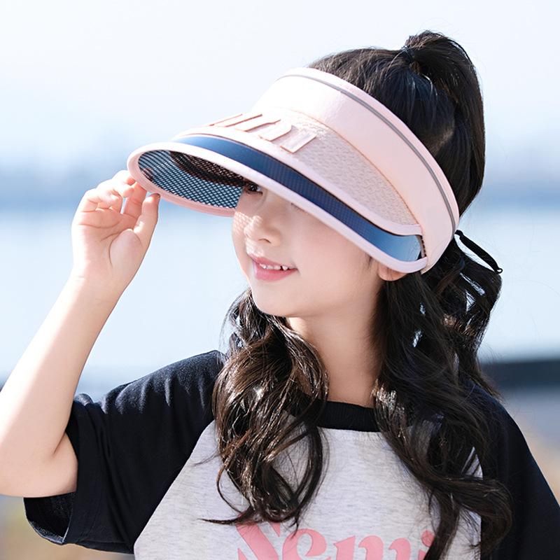1130 Children's Hats Summer Boys and Girls Outdoor Sunscreen Hats Fashion Letters Big Brim Sunshade Empty Top Hats