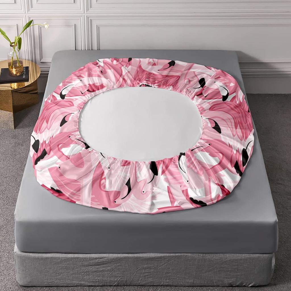 Pink Flamingo Pattern Bed Hat Three-Piece Digital Printing Bedding Bed Hat Three-Piece Set Children And Adults