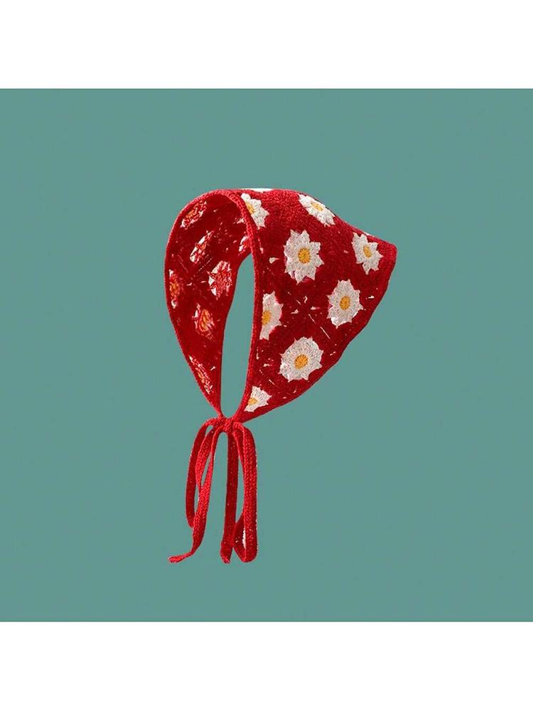 Korean Style Knitted Hollow Hook Flower Triangular Scarf Fashionable And Cute Summer Travel Girl Headband