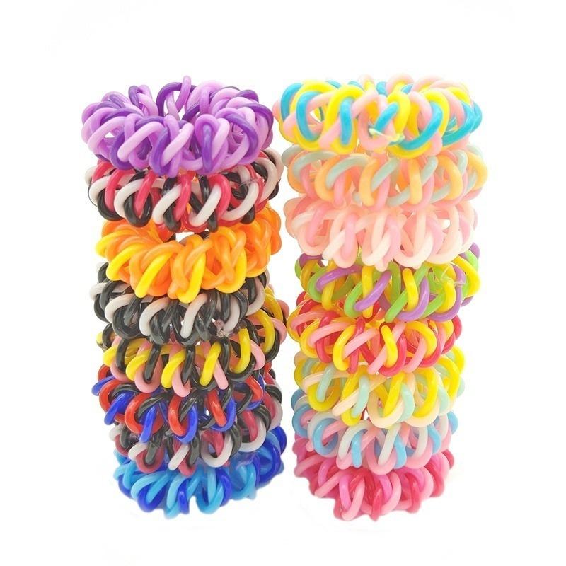5pcs Braided Cord Phone Wires Hair Hair Accessories Women Rubber Bands Girl Rubber Donut Ponytail Haircut Gum(Random Color)