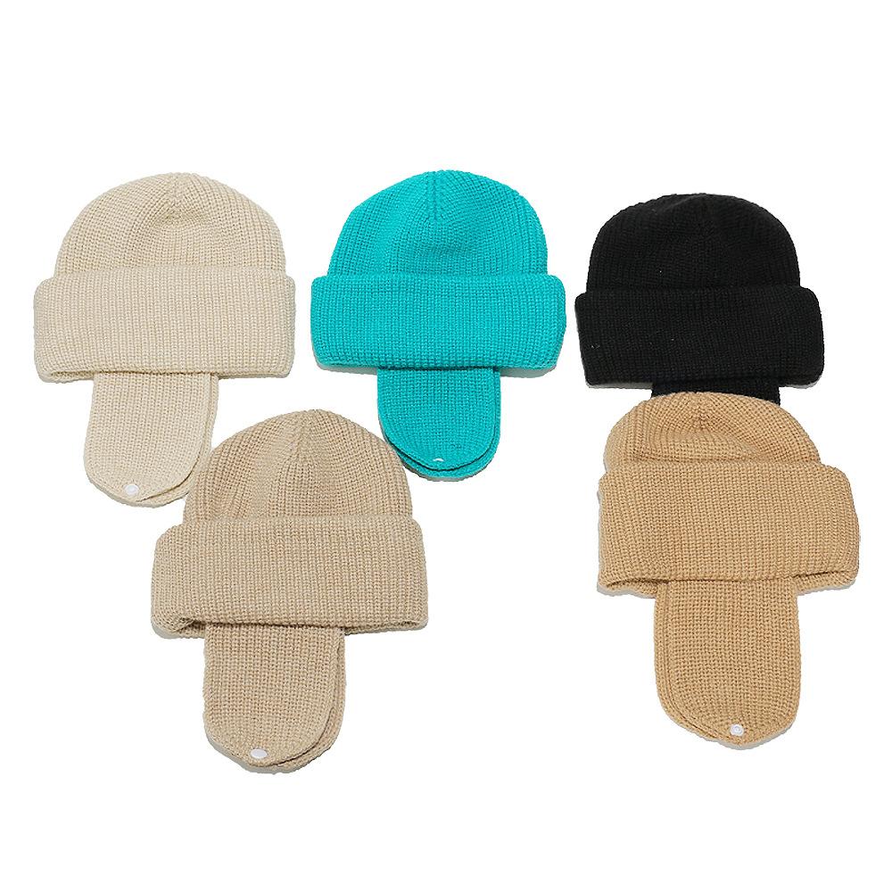 Autumn and winter new solid color simple warm wool hat children's knitted hat ear hat winter