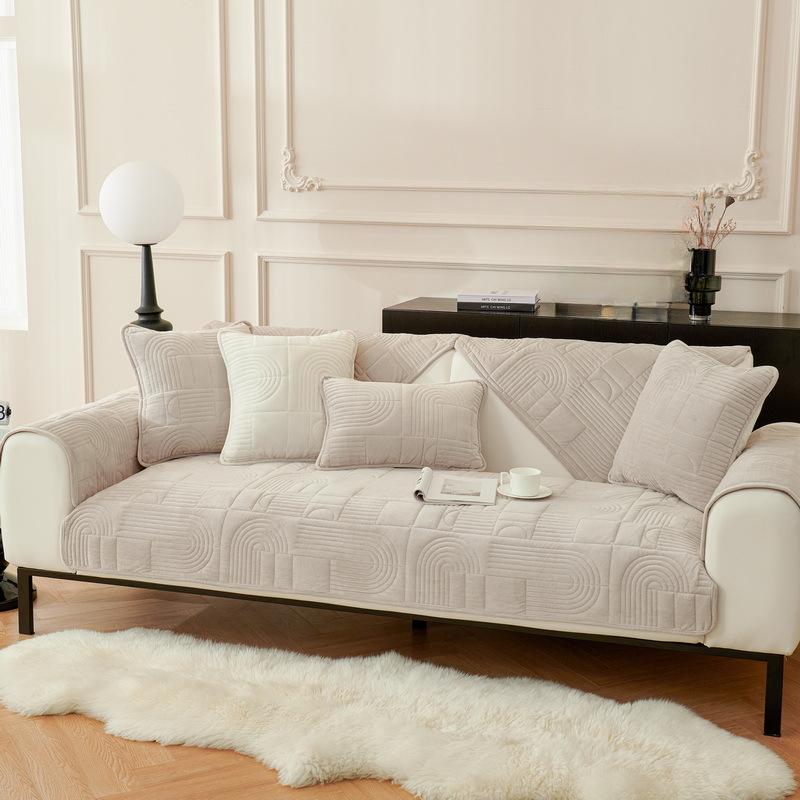 Winter Velvet Sofa Cushion Thickened Fleece Cushion Non-Slip Leather Sofa Back Cushion Cover Nordic Simple