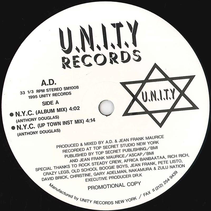

12inch Record A.D. - N.y.c. SM1008 U.N.I.T.Y 1995 US Rap & Hip-Hop/R&B Used