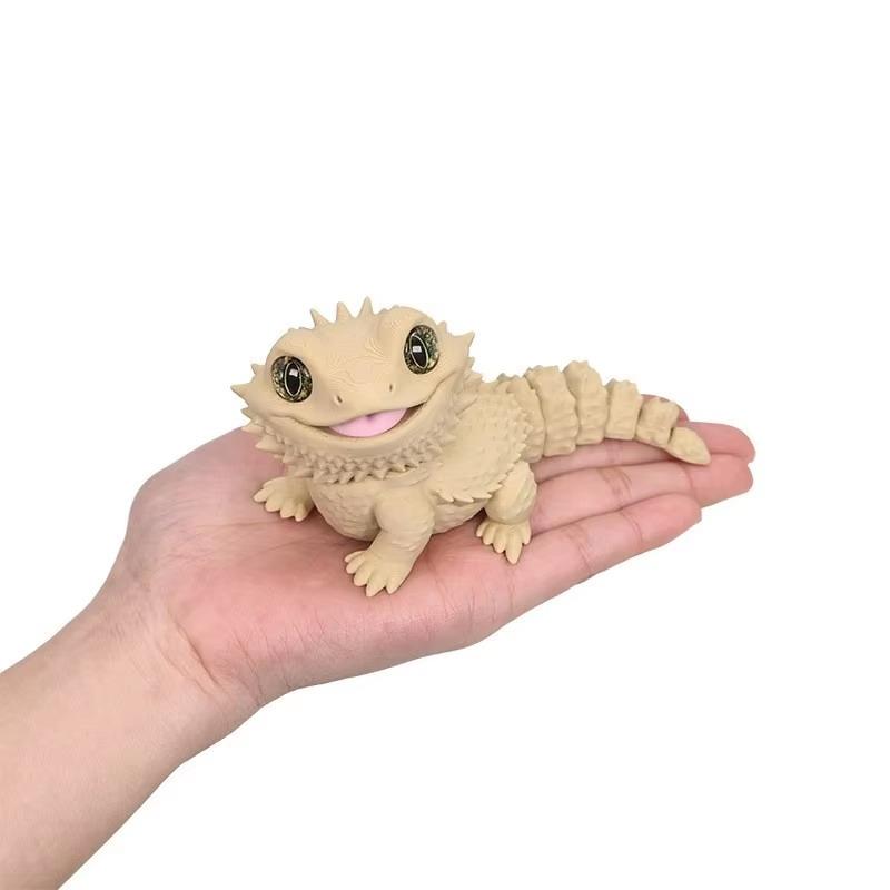 1Pcs 3D Printed Bearded Dragon Statue Adorable Lizard Figurine Creative Gift For Reptile Enthusiasts Shelf Tabletop Ornament