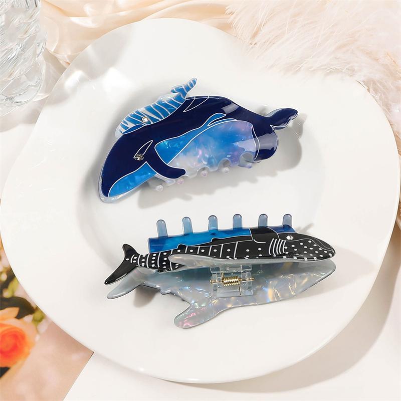 Pinces à Cheveux Griffe Animal Marin Mignon Série Océanique Résine Pinces à Cheveux Antidérapantes Baleine Dauphin Requin Mâchoire Barrettes pour Cheveux Épais Fins Accessoires de Cheveux Plage