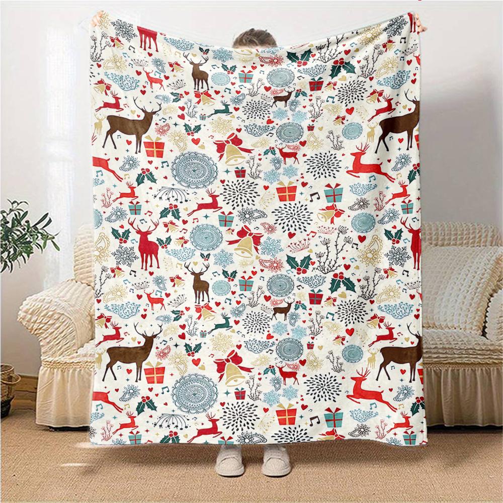 1Pc Winter Snowflakes Blanket Soft Throw Blanket For Home Bedroom Bed Sofa Travel Office Solid Christmas Blanket
