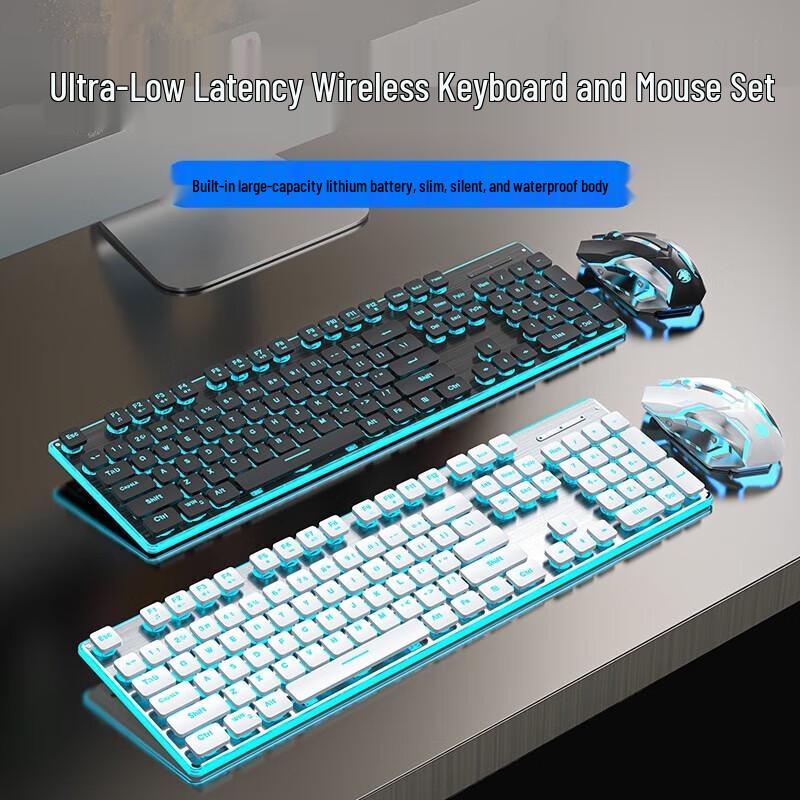 EWEADN Silent Wireless Keyboard Mouse Headset Set