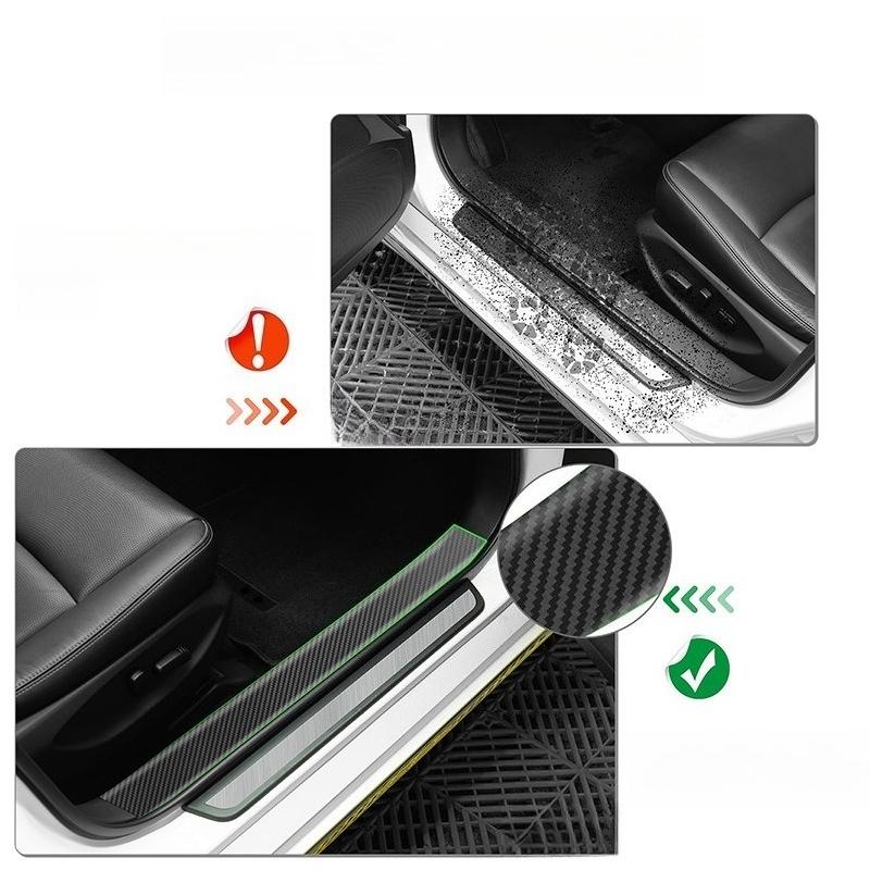 1Pc DIY Nano 3D Carbon Fiber Car Sticker Door Sill Protector Bumper Tape Motorcycle and Bicycle Waterproof