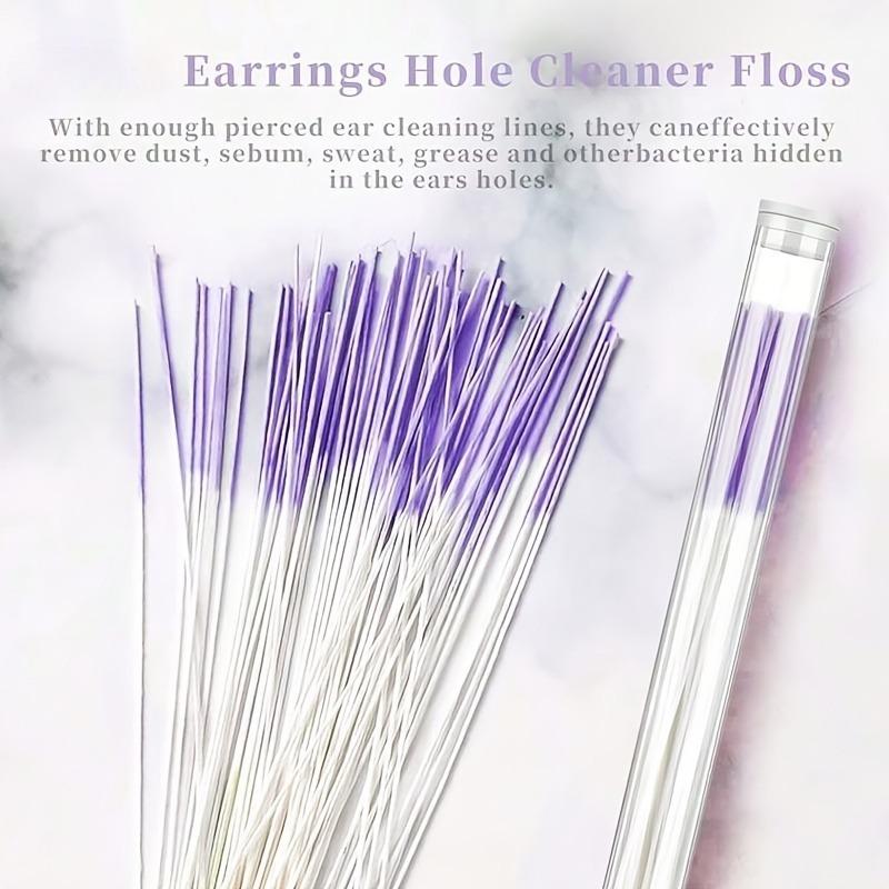 70pcs Unscented Ear Piercing Cleaning Floss,  Ear Tools for Men and Women, Anti-Blocking Ear Piercing Dirt Cleaner Lines