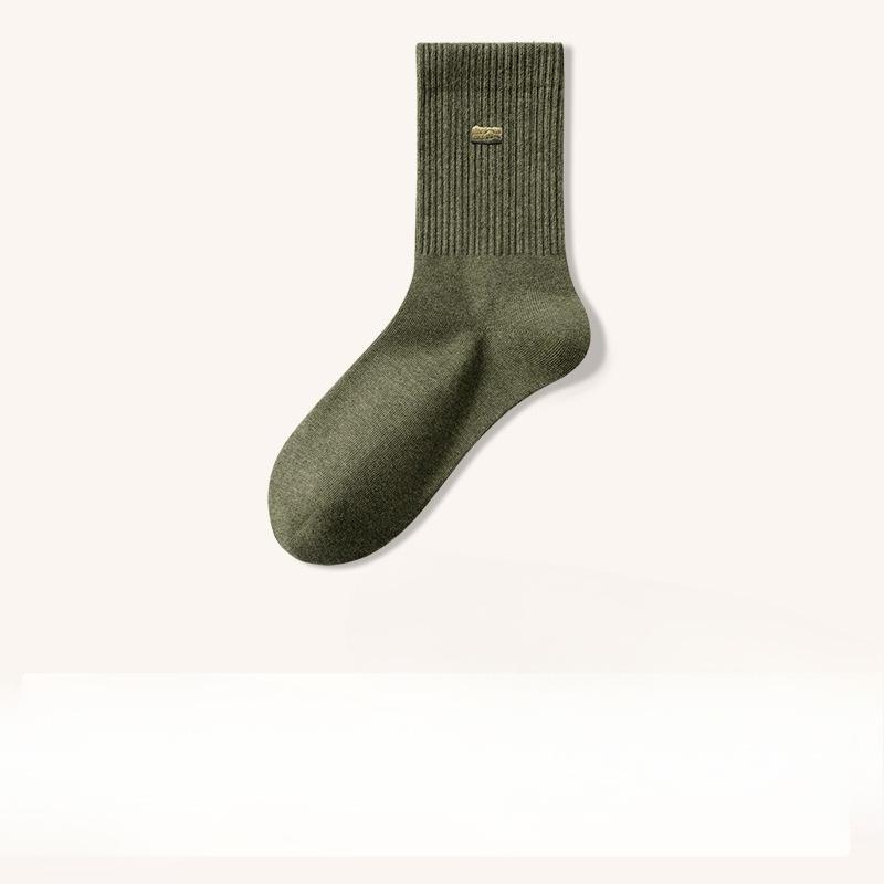 Men's Cotton Socks, Pure Cotton Mid-calf Socks, All-cotton Sweat-absorbing and Odor-proof Boneless Socks for Autumn and Winter
