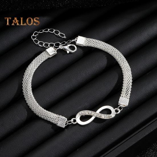 3 Pcs/Set Women Bracelets Rhinestone Decor Hollow Infinite Symbol Heart Adjustable Stackable Wrist Jewelry Lady Prom Party Wedding Bangle Set