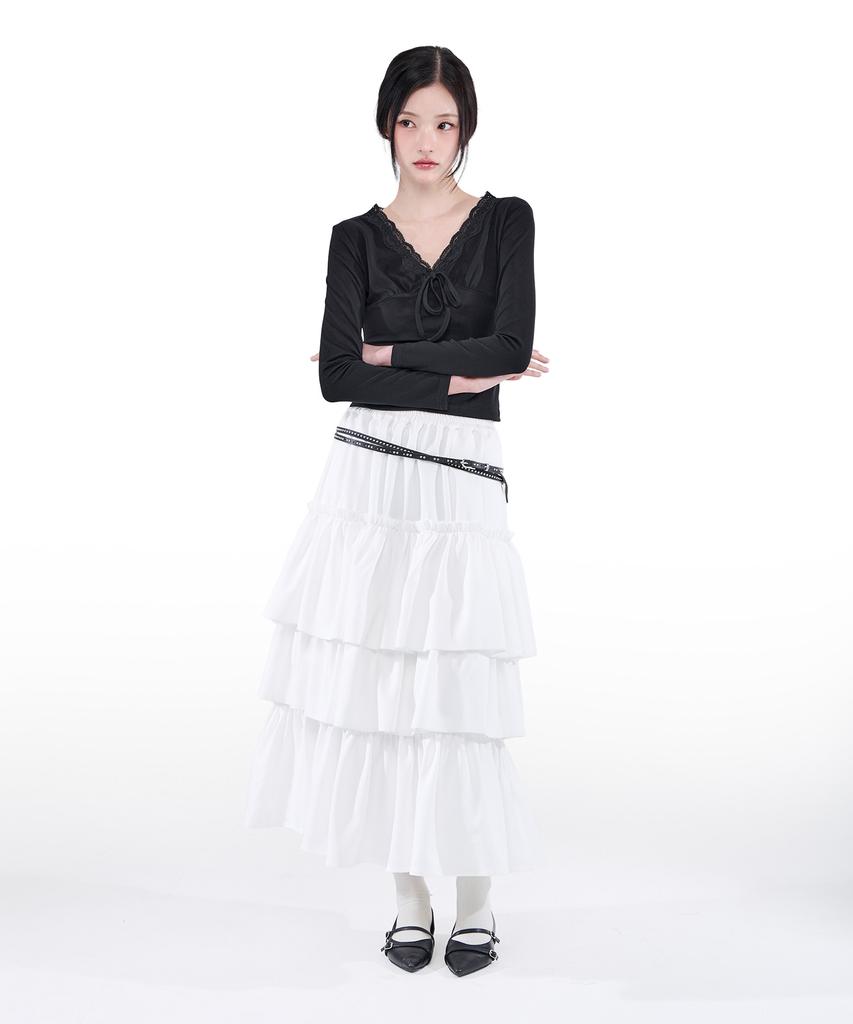Alkialka Tiered Maxi Skirt (Ivory)