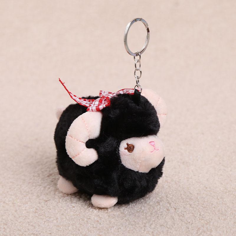 Cute Fluffy Sheep Plush Keychain Soft Fuzzy Fabric Lovely Bow Accent Backpack Charm for Girls Daily Wear