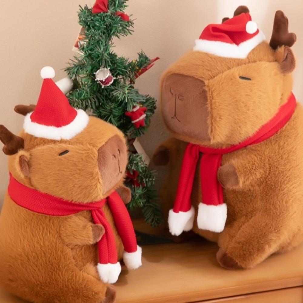 Simulation Capybara Plush Toy Cartoon Capibara Fluffty Doll Christmas Capybara Plush  Birthday Gift