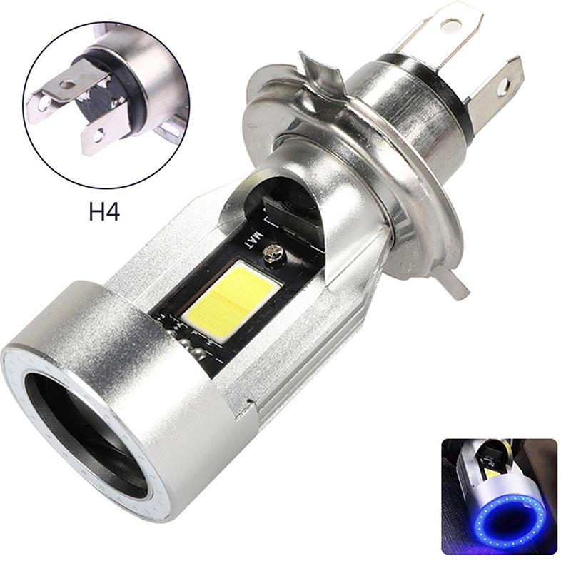 Bulb H4 BA20D Blue/Red Angel Eye LED Motorcycle Headlight Scooter Motorbike Headlamp Light Bulb DRL Motorcycle Light Accessories