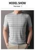 Men's Striped Round Neck Tencel Cotton Silk Short Sleeve T-shirt