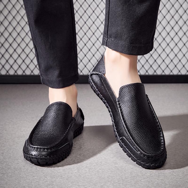 Fashion Brand Men'S Breathable And Anti Slip Loafers For Spring, New Men'S Comfortable Soft Soled Handmade Stitched Casual Shoes