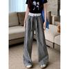 Plaid Casual Pants Women's Summer New Loose Straight Drape Floor Wide-leg Trousers