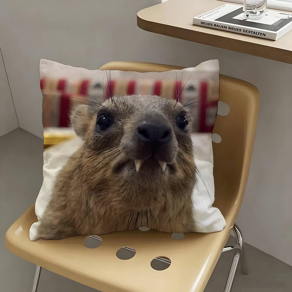1pc Rock Hyrax Animal Pillow Case Fashion Square Pillowcase Bedroom Sofa Room Ins Decoration Leisure