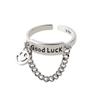 Women's Retro Good Luck Open Chain Ring - Korean Style Trendy Index Finger Jewelry
