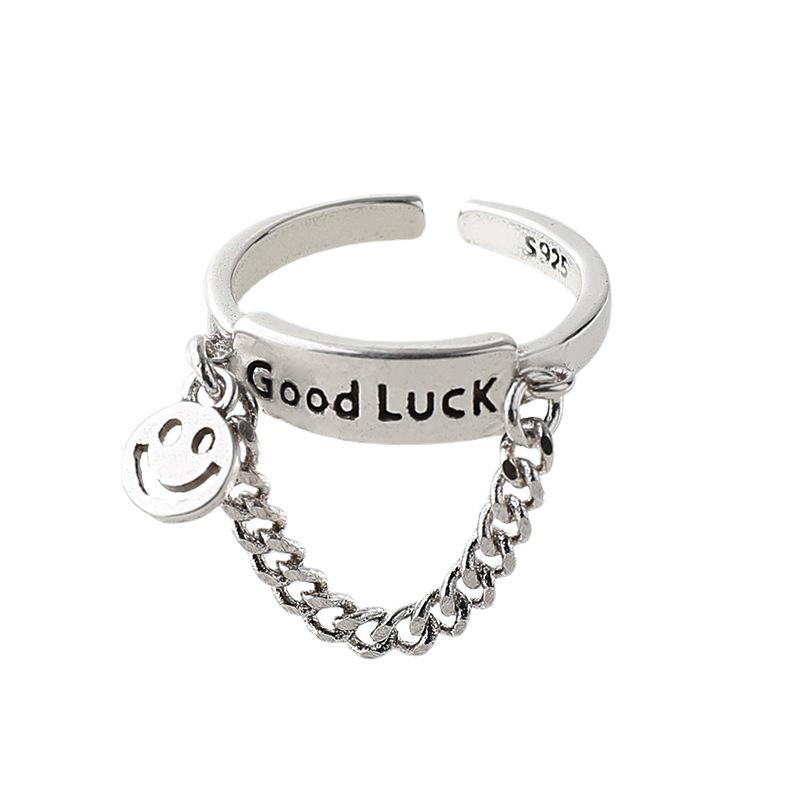 Women's Retro Good Luck Open Chain Ring - Korean Style Trendy Index Finger Jewelry