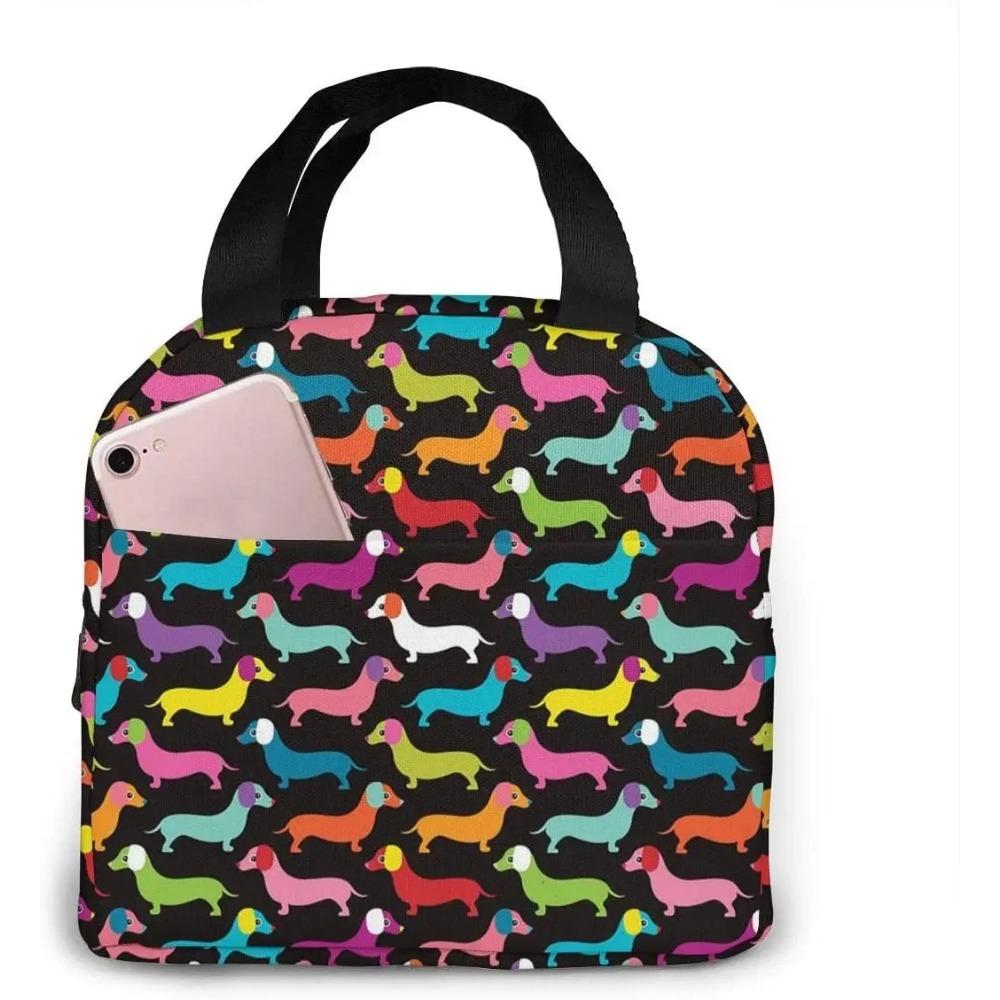 Xmas Cute Dachshund Dog Lover Animal Lunch Bag Small for Men Women Kids Outdoor Picnic Work School Lunch Box Bag Insulated Gift