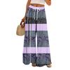 Women Summer Boho Palazzo Pants High Waist Wide Leg Floral Printing Casual Trousers With Pockets