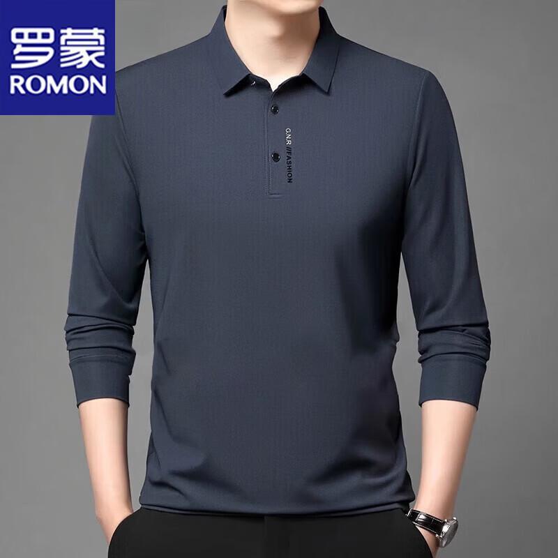 Romon Men s Pure Cotton Long Sleeve Polo T-Shirt M