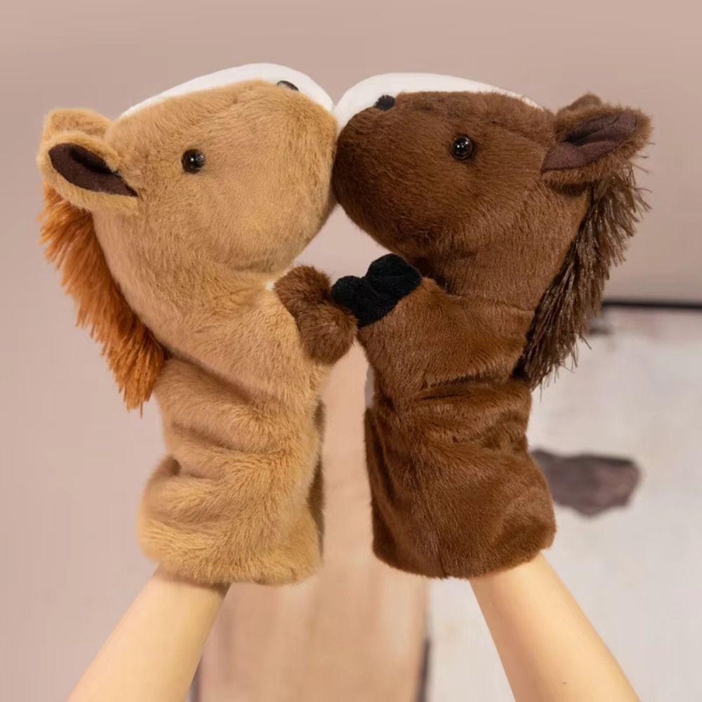 Storytelling Hand Finger Story Puppet Soft Stuffed Plush Horse Toys  Kid Gift