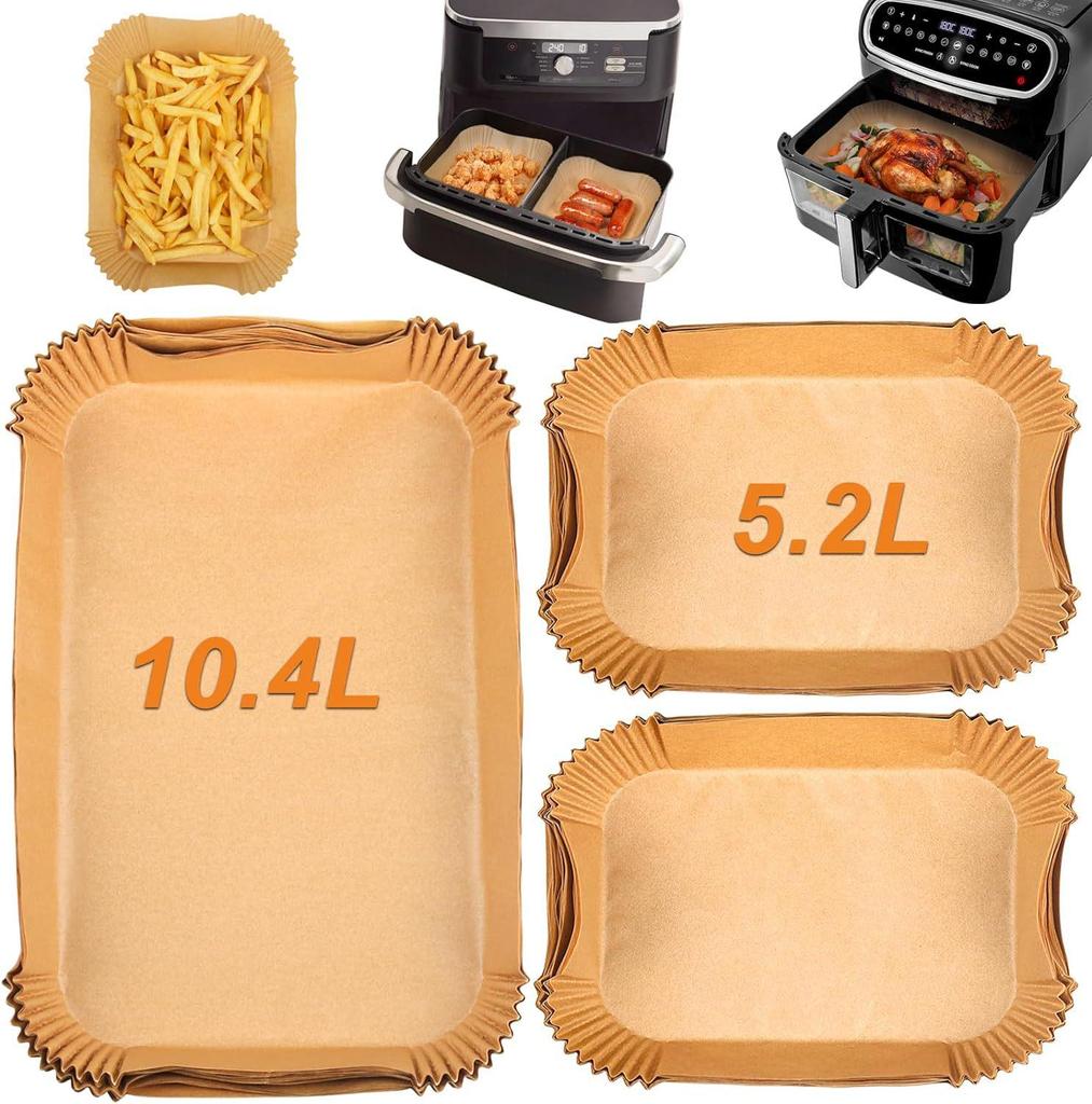 Ninja Foodi Dual Basket Air Fryer Liners, 10.4L & 5.2L, Rectangular Paper