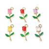 20pcs 18x9mm Enamel Rose Flower Charms Pendant Small DIY Jewelry Making Accessories Findings for Necklace Bracelet Earrings